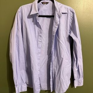 This is a light weight, light blue, collard shirt.